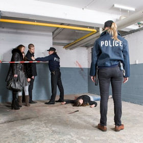 police officer at crime scene